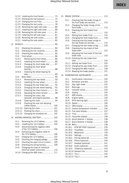 KTM 2024 - RC 125 - Service Workshop Repair Manual