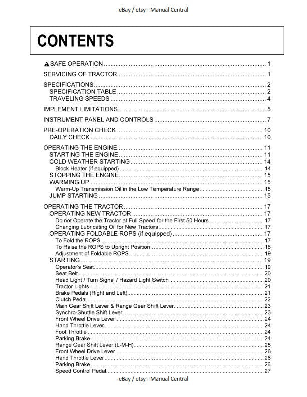 Kubota Tractor - L4600 & HST - Operator Manual