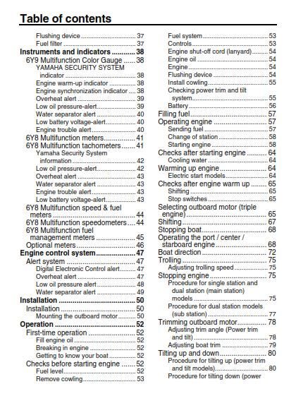 Yamaha F300A F350A FL300A FL350A F350A1 FL350A1 Owners User Manual Guide 2011