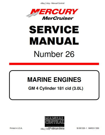 Mercury Mercruiser Service Manual 26 - Marine Engines GM 4 Cylinder 181 CID 3.0L