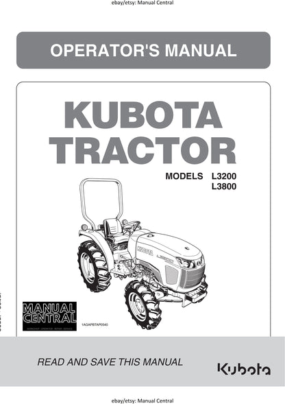 Kubota Tractor - L3200 L3800 Operator Manual User Guide