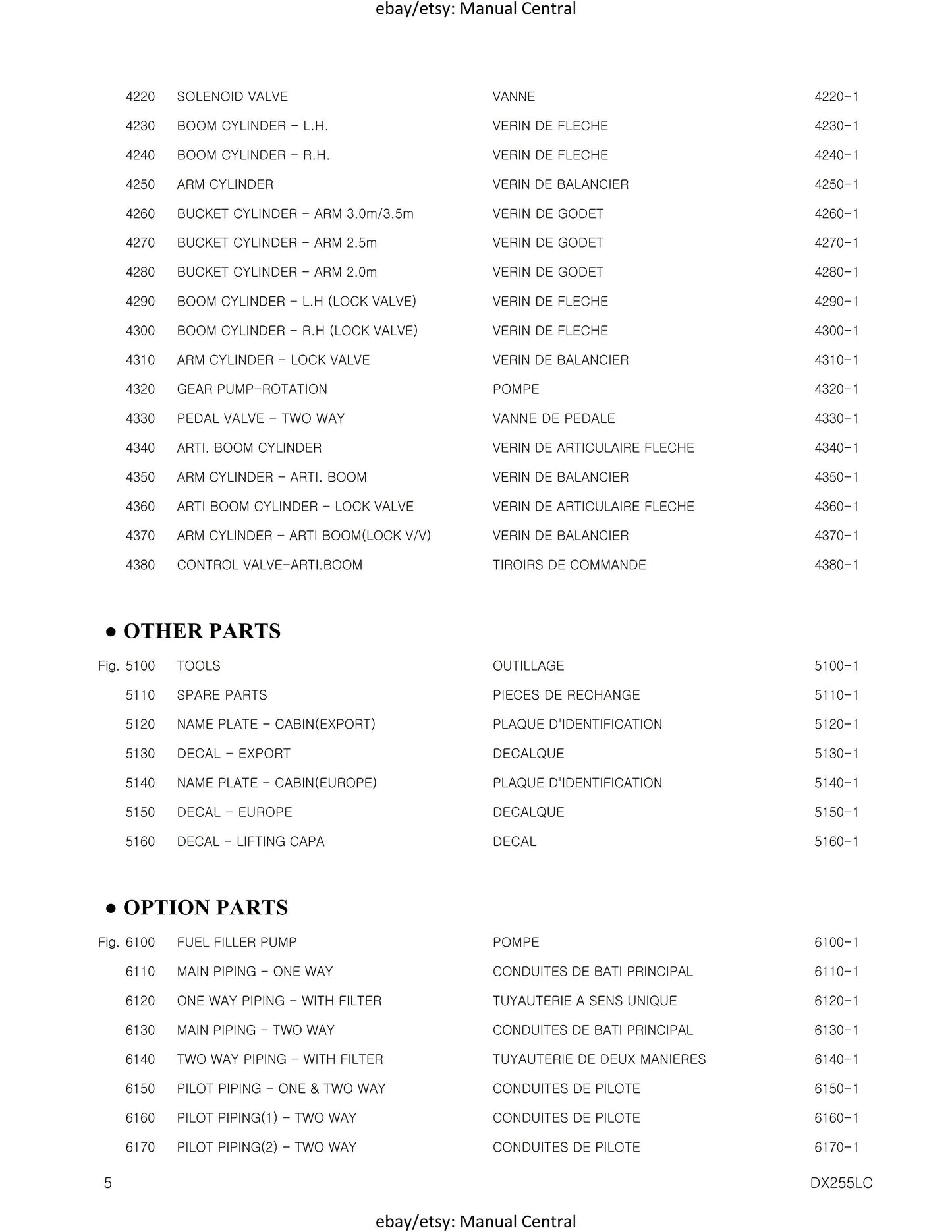 Doosan - Parts Book - DX225LC - Serial 5001 to 5432