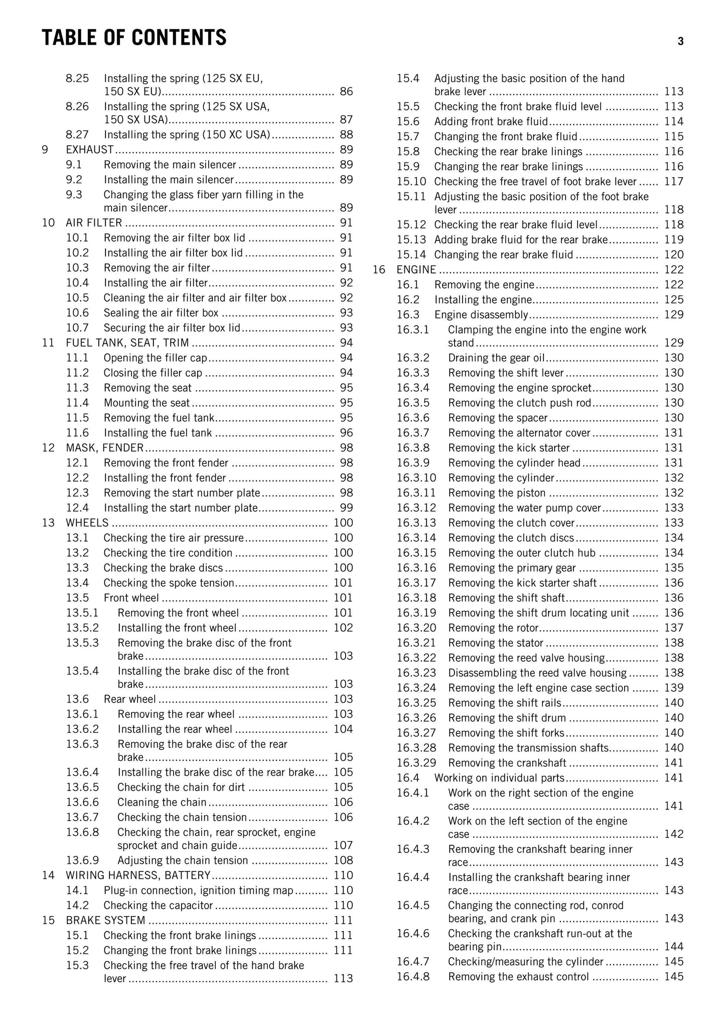KTM 2014 - 125 150 SX XC - Service Workshop Repair Manual