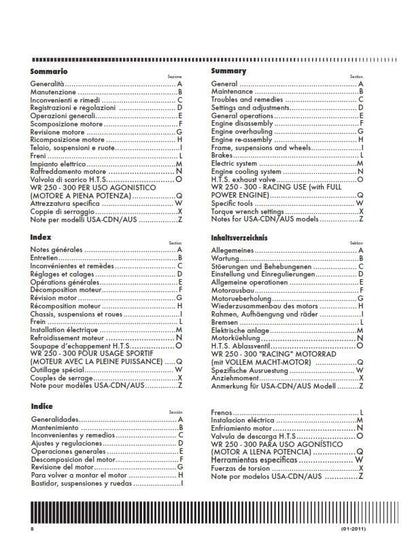 Husqvarna 2011 2012 2013 - WR 250 300 - Service Workshop Repair Manual