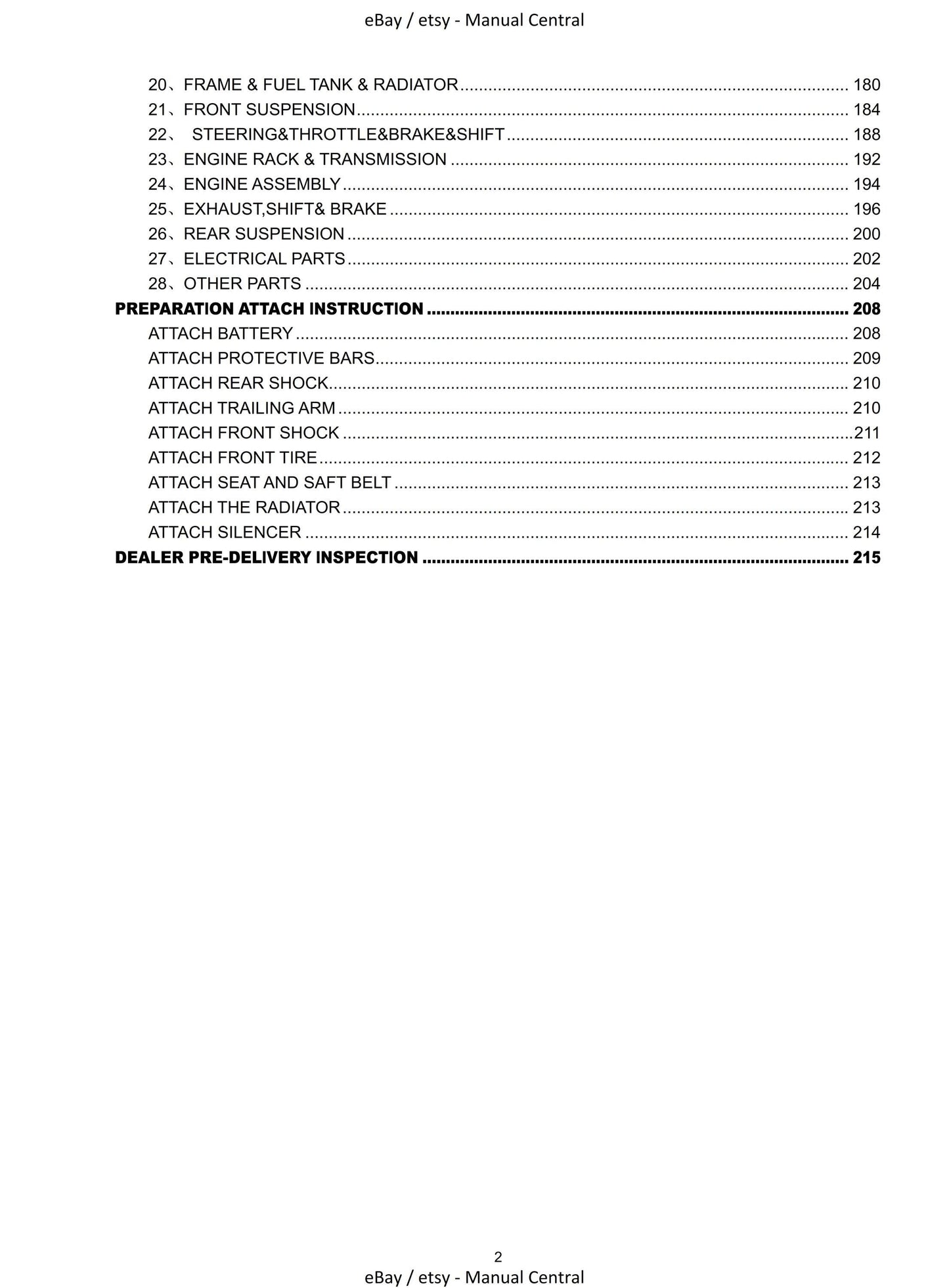 Joyner Off Road Vehicle - JNSZ250DN Owners Parts Manual
