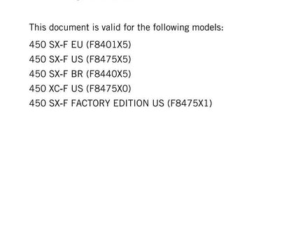 KTM 2024 - 450 Sx-f Xc-f  Factory Edition - Service Workshop Repair Manual