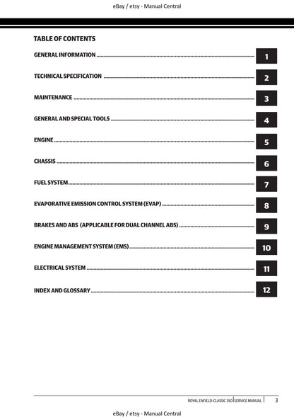 Royal Enfield - Classic 350 J Platform - Euro V -  Service Workshop Repair Manual 2021 Edition