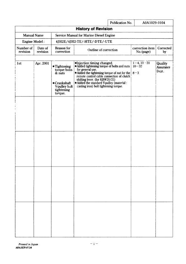 Yanmar Marine Diesel Engine -  4jh2e 4jh2-te 4jh2-hte 4jh2-dte - Service Workshop Repair Manual