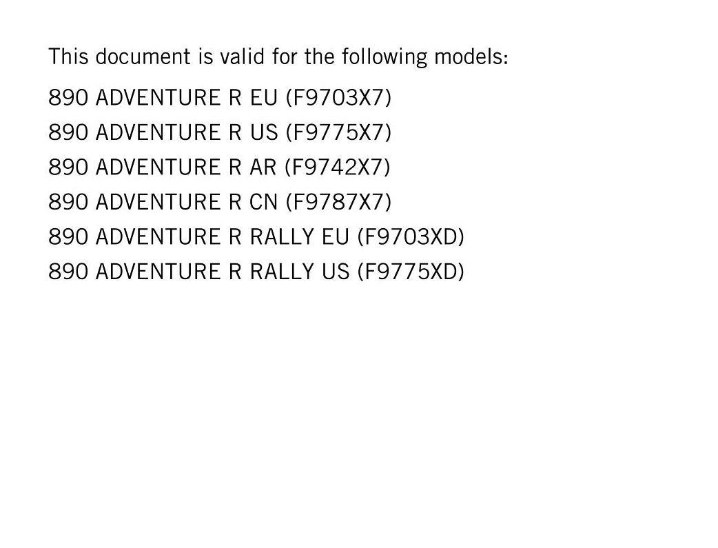 KTM 2024 - 890 Adventure R Rally - Service Workshop Repair Manual