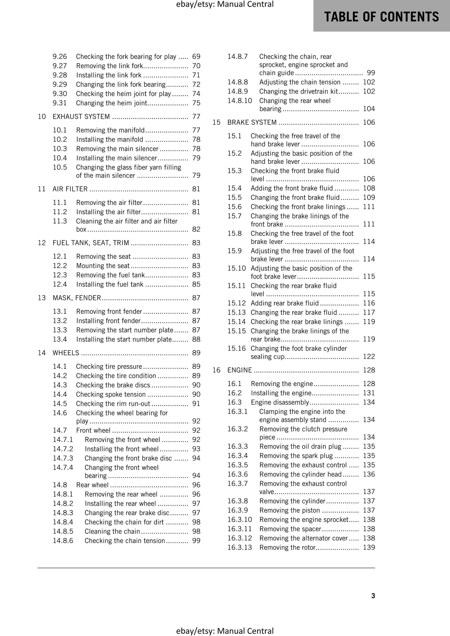 KTM 2018 - 65 SX - Service Workshop Repair Manual