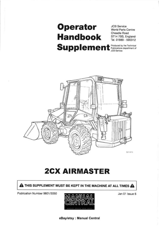JCB 2CX Airmaster Operator Handbook Supplement