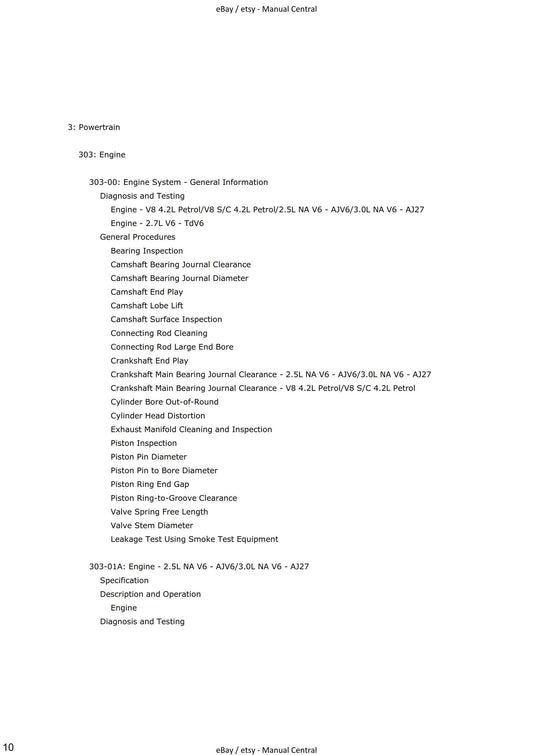 Jaguar S-Type -2002.5 2003 2004 2005 2006 2007 2008 - Workshop Service Repair Manual