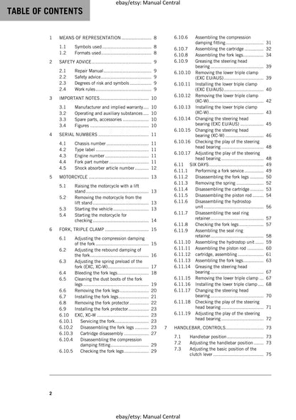 KTM 2016 - 125 200 EXC XC-W - Service Workshop Repair Manual