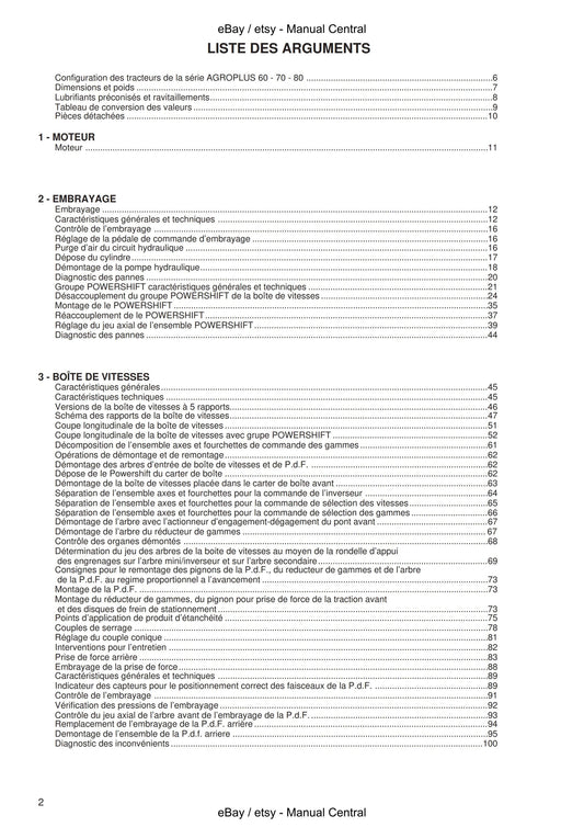 French Language - Agroplus 60 70 80 - Manuel D'Atelier