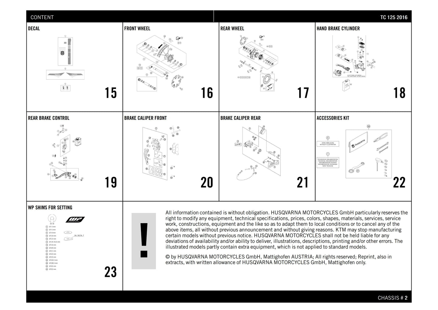 Husqvarna 2016 TC 125- Parts Manual Catalog