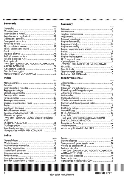 Husqvarna 2009 2010 - WR 250 - Service Workshop Repair Manual