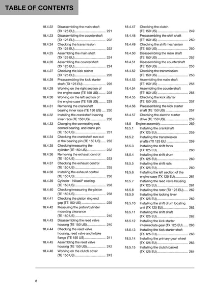 Husqvarna 2018 - TX 125 TE 150 - Workshop Service Repair Manual