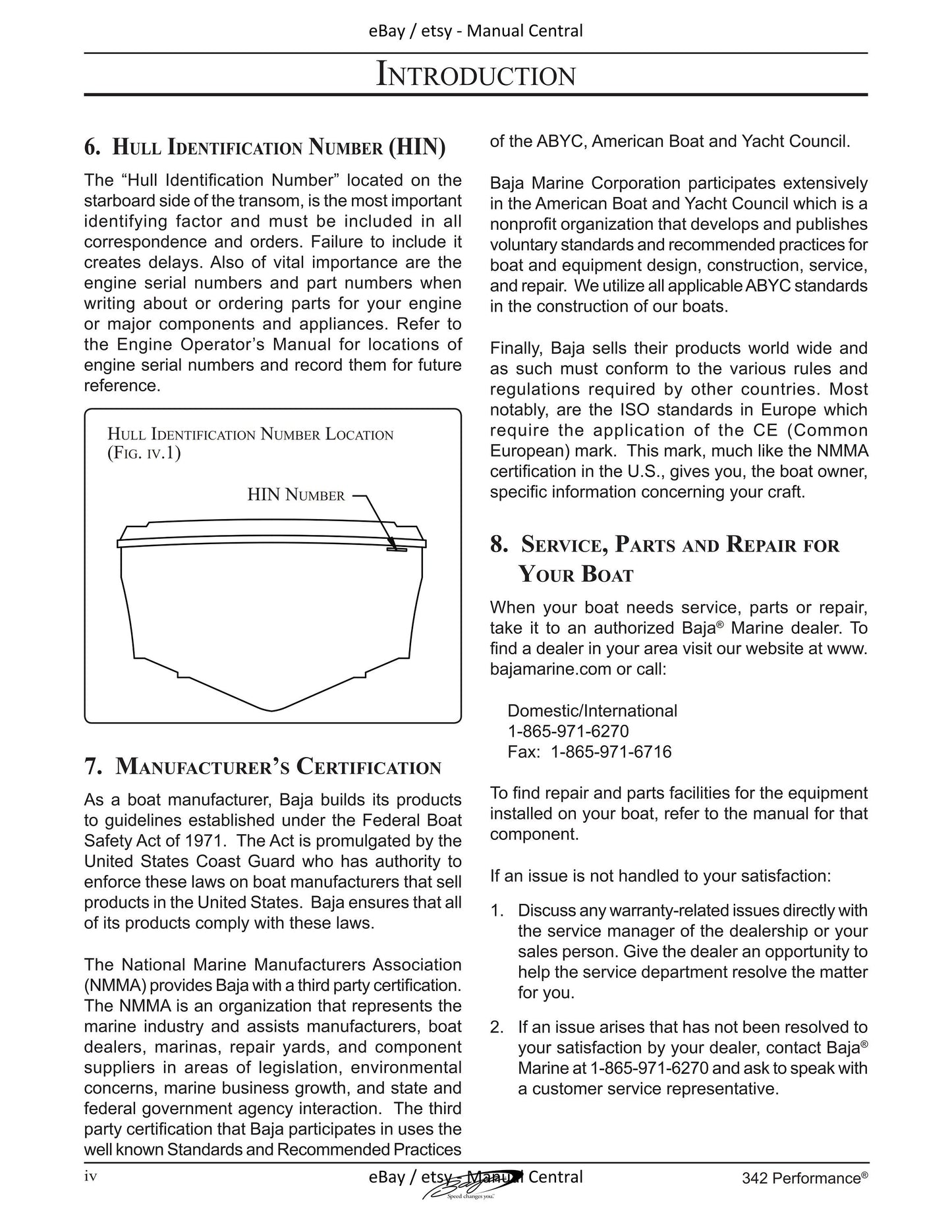 Baja Marine - 342 Performance - Owners Manual