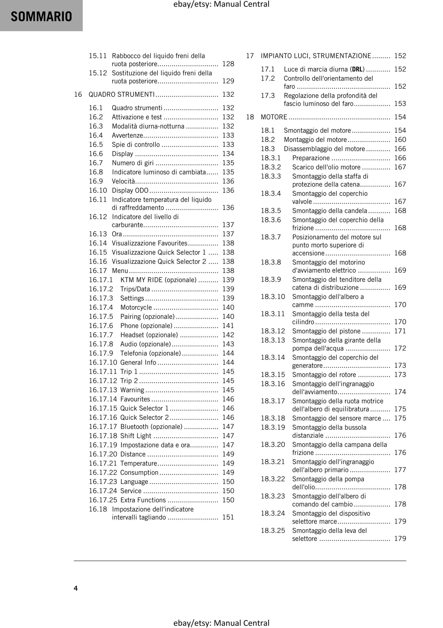 Italian Language - 2022 KTM 125 DUKE - Manuale Di Riparazione - Workshop Service Repair Manual