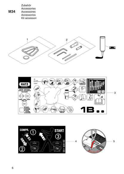 Hatz - 1B20 1B27 1B30 - Parts Manual, Original-Ersatzteile, Pièces de rechange d'origine, Repuestos originales, Pezzi di ricambio originali
