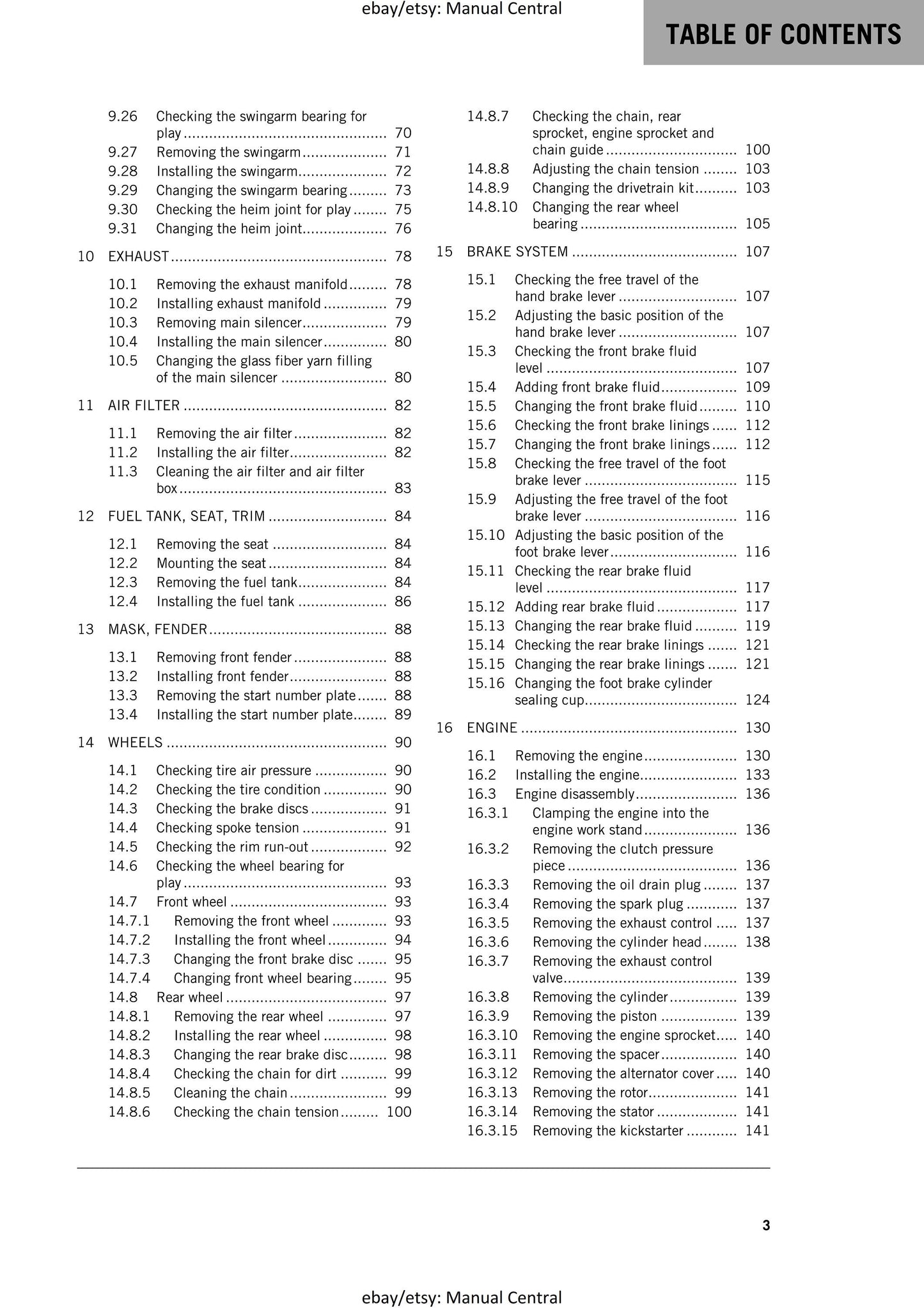 KTM 2017 - 65 SX - Service Workshop Repair Manual