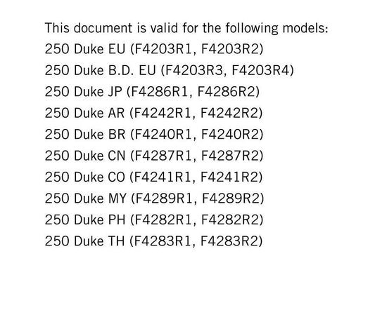 KTM 2018 - 250 DUKE - Service Workshop Repair Manual