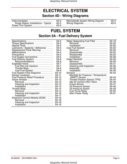 Mercury Mercruiser Service Manual 32 - 4.3L Gasoline Engine - SN 0M322781 & ABove -Nov 2001 Edition