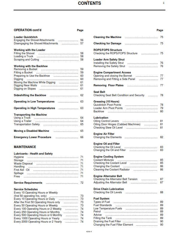 JCB 1CX Operator Handbook - SN 751600 to 752999 - 806000 onwards