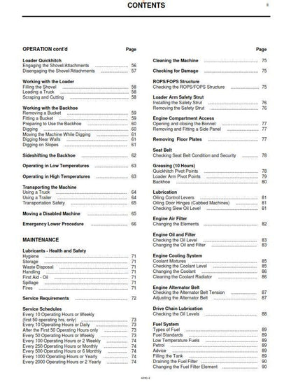 JCB 1CX Operator Handbook - SN 751600 to 752999 - 806000 onwards