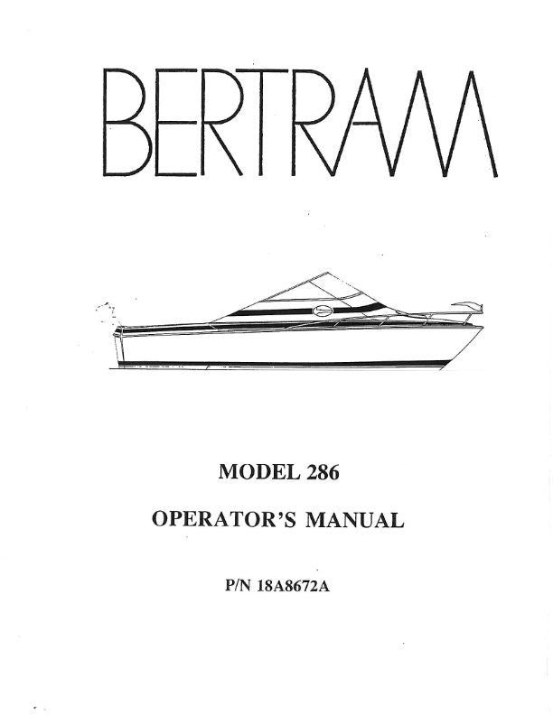 Bertram 286 - Owners Manual
