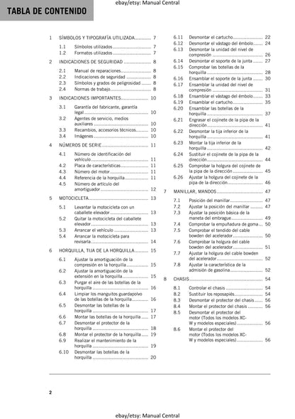 Spanish Language - KTM 2024 - 250 300 Exc Six Days Xc-w Hardenduro - Manual de Reparacion