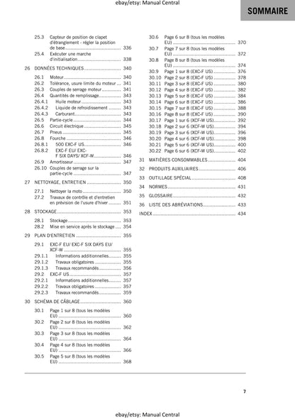PDF - French Language - Ktm 2021 - 450 500 exc-f six days xcf-w - Manuel De Reparation -  Service Workshop Repair Manual