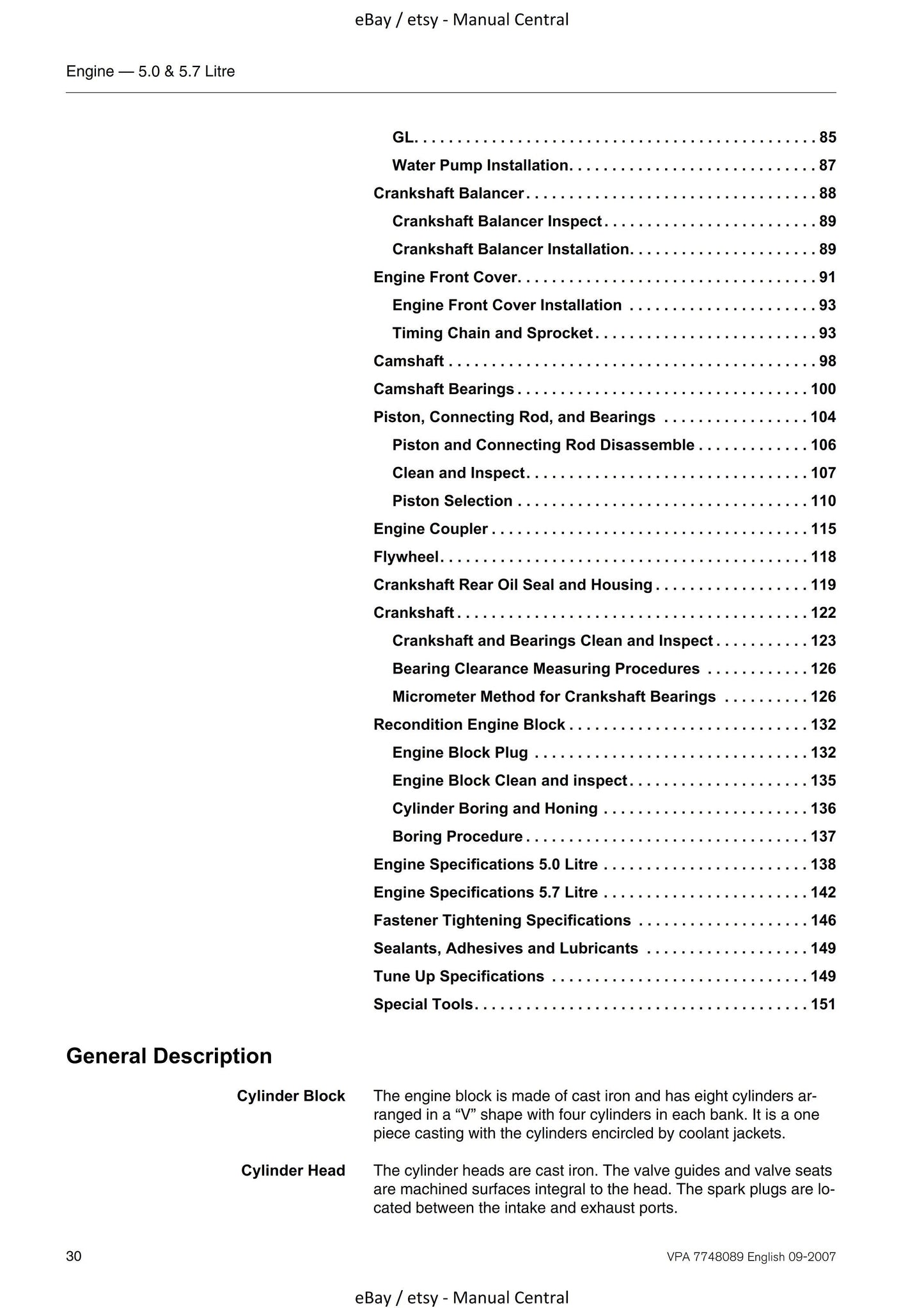 Volvo Penta - Engine - 5.0 5.7 Gl Gi GXi OSi OSXi - Workshop Service Repair Manual - 2007 Edition
