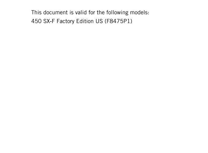KTM 2016 - 450 SX-F Factory Edition - Service Workshop Repair Manual