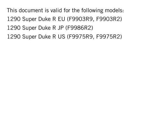 KTM 2018 - 1290 Super Duke R - Service Workshop Repair Manual