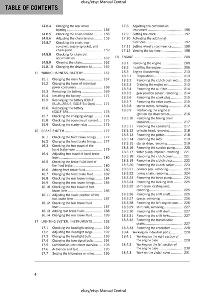 KTM 2018 - 250 Exc-f Six Days - Service Workshop Repair Manual