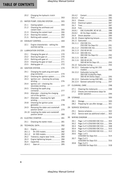 KTM 2016 - 250 300 EXC XC-W Six Days - Service Workshop Repair Manual