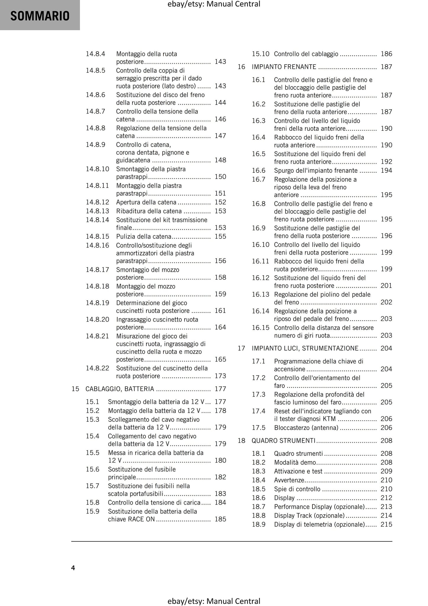 Italian Language - 2024 KTM - 1390 Super Duke R Evo - Manuale Di Riparazione
