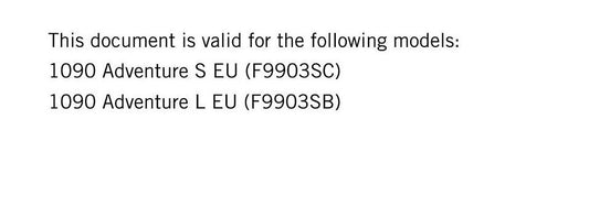 KTM 2019 - 1090 Adventure S L - Service Workshop Repair Manual