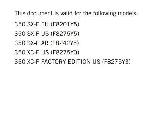KTM 2025 - 350 SX-F XC-F Factory Edition - Service Workshop Repair Manual