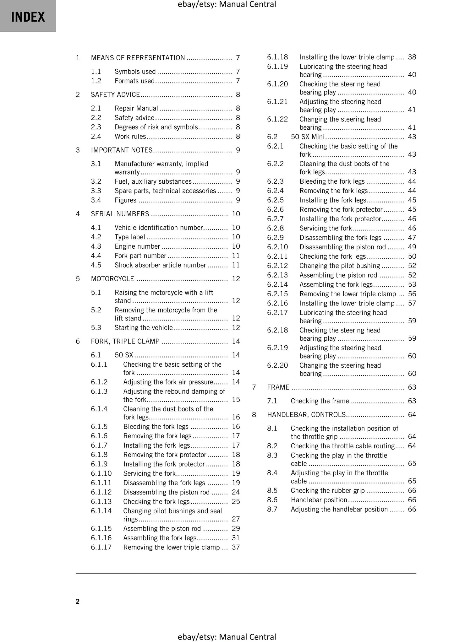 PDF - KTM 2020 - 50 Sx Mini - Service Workshop Repair Manual