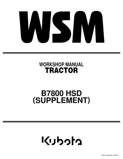 Kubota Tractor - B2410 B2710 B2910 B7800 HSD - Workshop Service Repair Manual
