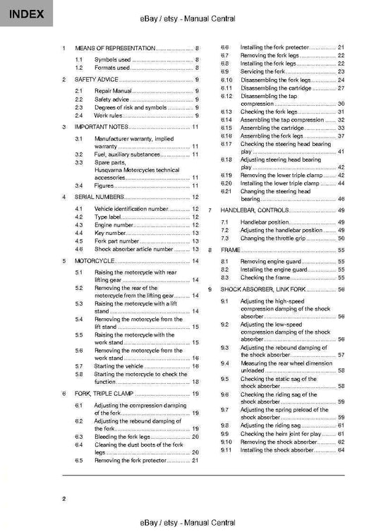 Husqvarna 2022 - 701 Enduro Eu edition - Service Workshop Repair Manual