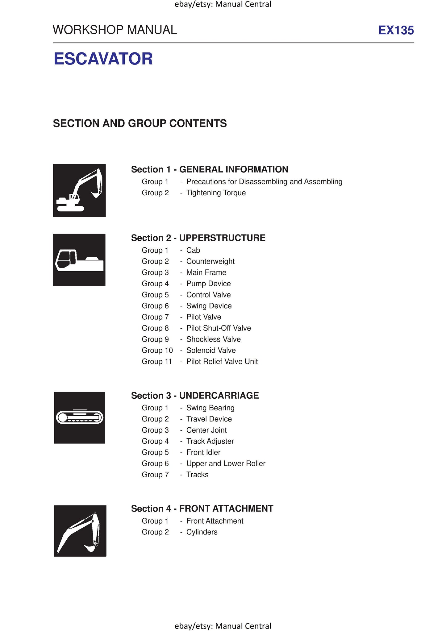Fiat Kobelco - EX135 Excavator - Excavator Workshop Manual
