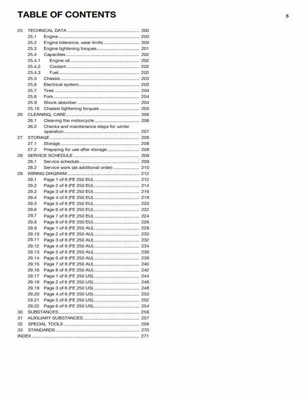 Husqvarna 2014 - Fe 250 EU AU US - Service Workshop Repair Manual