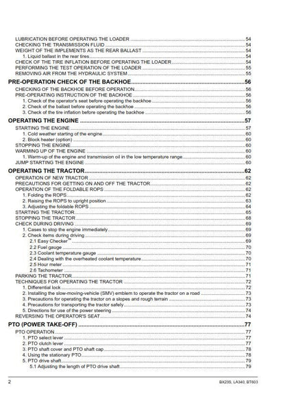 Kubota Tractor - BX23S LA340 BT603 Operator Manual
