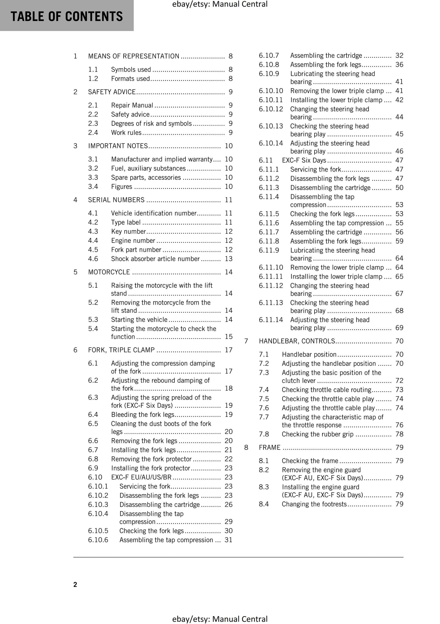 KTM 2019 - 350 EXC-F Six Days - Service Workshop Repair Manual