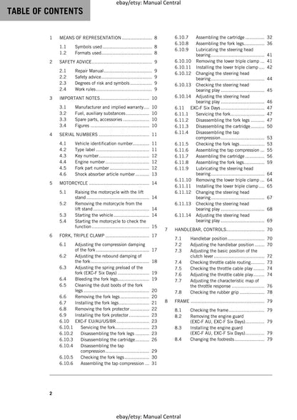 KTM 2019 - 350 EXC-F Six Days - Service Workshop Repair Manual