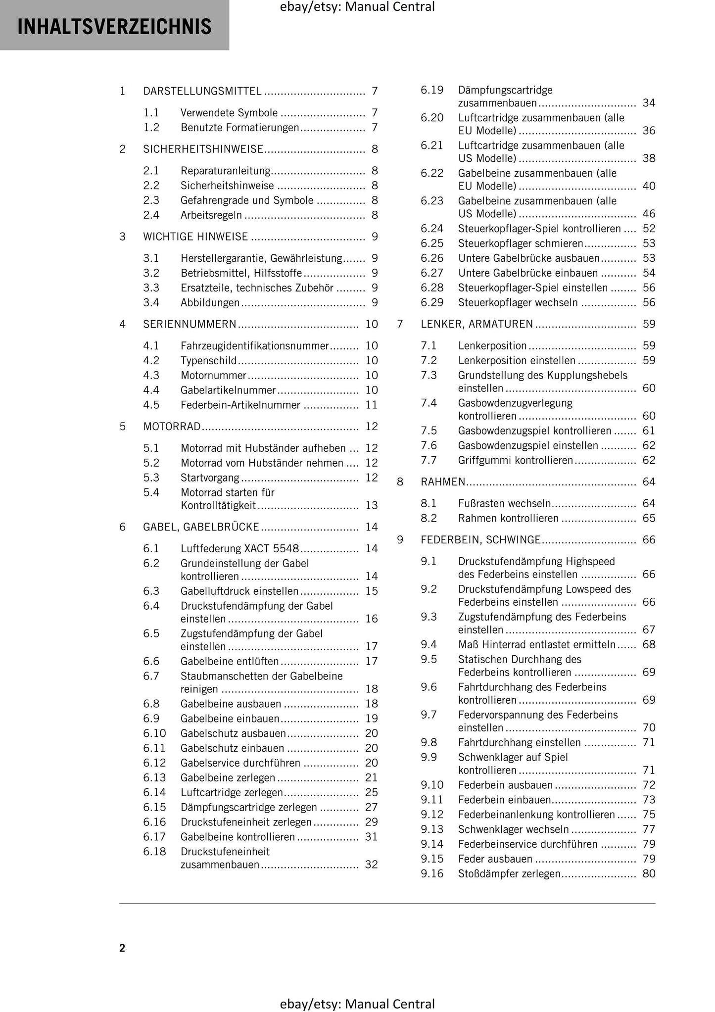 German Language - KTM 2020 - 125 150 SX - Reparaturanleitung - Service Workshop Repair Manual