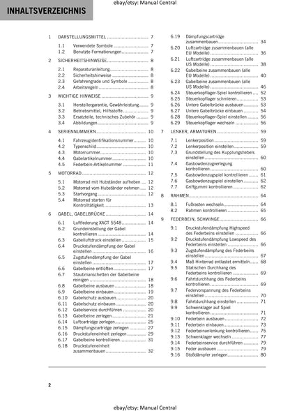German Language - KTM 2020 - 125 150 SX - Reparaturanleitung - Service Workshop Repair Manual